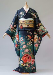Naklejka premium A kimono with a floral pattern