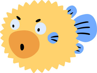 Fototapeta premium Fuffer Fish Cartoon Illustration Kids Clipart