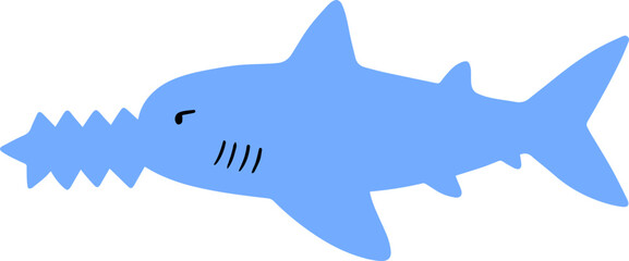 Obraz premium Sawfish Cartoon Illustration Kids Clipart