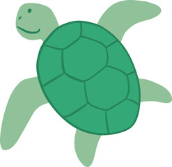 Sea Turtle Cartoon Illustration Kids Clipart