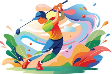 Golfer, golf player, flat illustration, vector illustration.