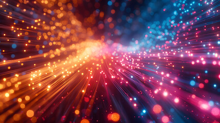 Obraz premium Neon fiber optic lines abstract texture background, abstract speed lines technology background