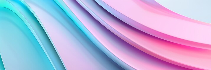 Fototapeta premium pink blue gradient, curved shape, white background, 3d render, simple shapes, in the style of simple, minimal, green light, blue light aspect ratio 3:1, for banner, landing page, website