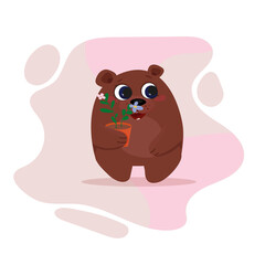 cute bear with a pot of tsets