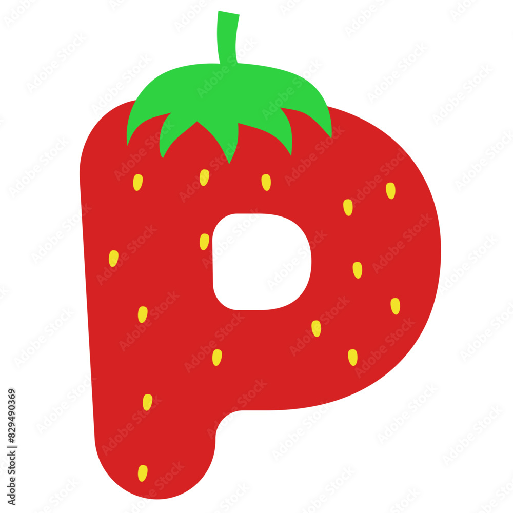 Wall mural Fresh Strawberry Letter P