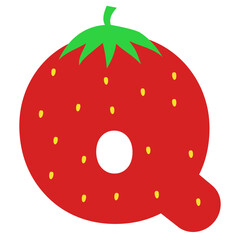 Fresh Strawberry Letter Q
