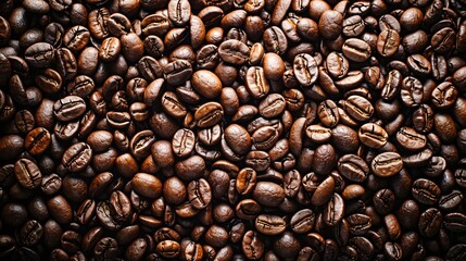 Fototapeta premium Close-Up View of Fresh Coffee Beans Rich Brown Texture and Aromatic Appeal - Generative AI