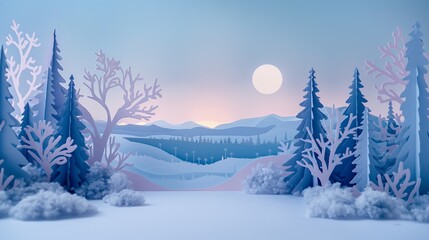 Winter Wonderland, Festive Christmas Paper Cut Landscape