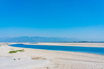 Mahakali River of Nepal with Mahakali bridge in the Highway between border of Nepal and India