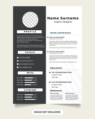 Creative employee resume cover letter and portfolio layout vector with red and dark colors. Professional cv editable template vector for professionals and executive level.