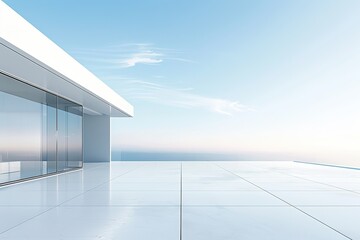Tranquil Minimalist White Building with Glass Walls