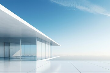 Obraz premium Tranquil Minimalist White Building with Glass Walls