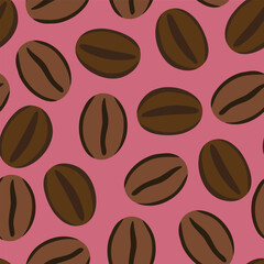 Coffee beans seamless vector pattern design