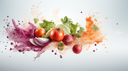Garden Fresh Feast: A Colorful Vegetable Pattern with Splashes