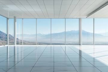 Minimalist Modern Interior with Mountain View