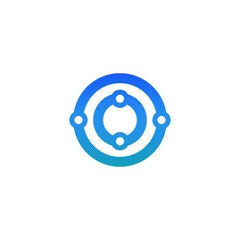 Abstract connection logo. Network technology logotype. Letter O design template.