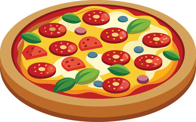 pizza with salami and vegetables