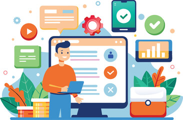 User friendly application, flat illustration, vector illustration.