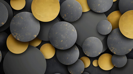 golden and grey circles textured background. Generative AI.