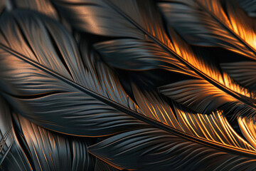 Generative ai on theme of beautiful texture bird feather for design natural abstract background