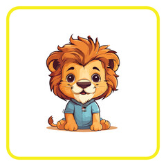 cute lion cub, coloring book