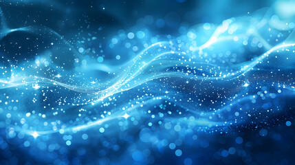 Wave particle technology background, blue curve business technology sense big data background material
