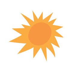 Sun, sun vector icon in orange color, hand drawn, eps 10, on transparent background