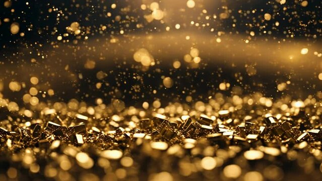 Gold Luxury Particle Motivational Video, abstract background.