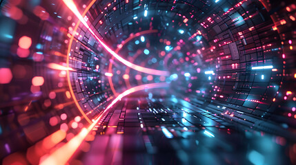 Future technology line background and light effect, cyberpunk style background material with a sense of technology