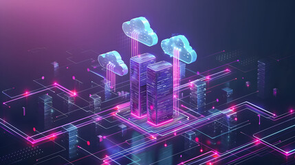 Cloud computing transfer big data on internet. futuristic digital technology
