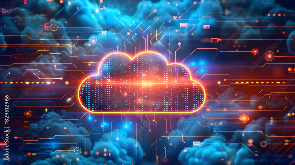 Poster cloud computing creative icon. cloud computing ad, 2d rendering icon, high quality resolution, simpl