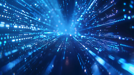 Naklejka premium Blue abstract lines coming together and defining the direction, technology background