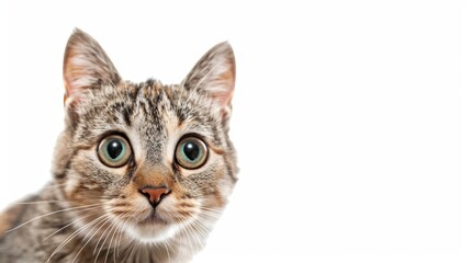 Close-Up of Cat Against White Background
