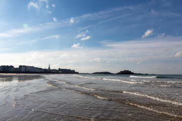 sunset on the beach in winter