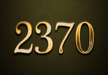 Old gold effect of 2370 number with 3D glossy style Mockup.	