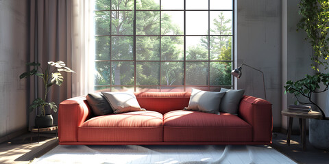 Living room interior with modern home sofa