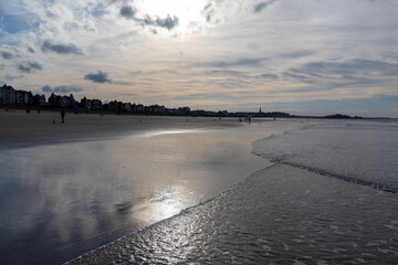 sunset on the beach in winter