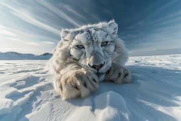 A frozen tundra with ice sculptures naturally formed into the shapes of mythical beasts and shimmering aurora overhead