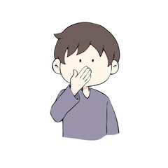 驚き、口を抑える男性