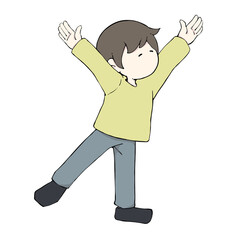 喜びの舞をまう男性