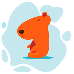 cute, funny capybara on a blue background