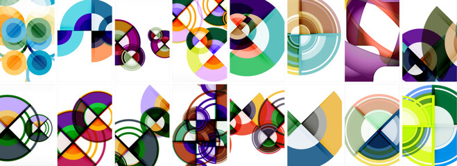 Set of trendy colorful circle geometric posters or abstract backgrounds. Vector Illustration For Wallpaper, Banner, Background, Card, Book Illustration, landing page