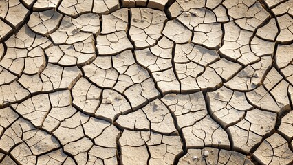 Deep cracks scar the parched brown earth, revealing the effects of a harsh drought