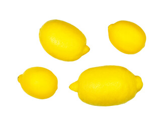 Lemons isolated on a white background. Flat lay, top view