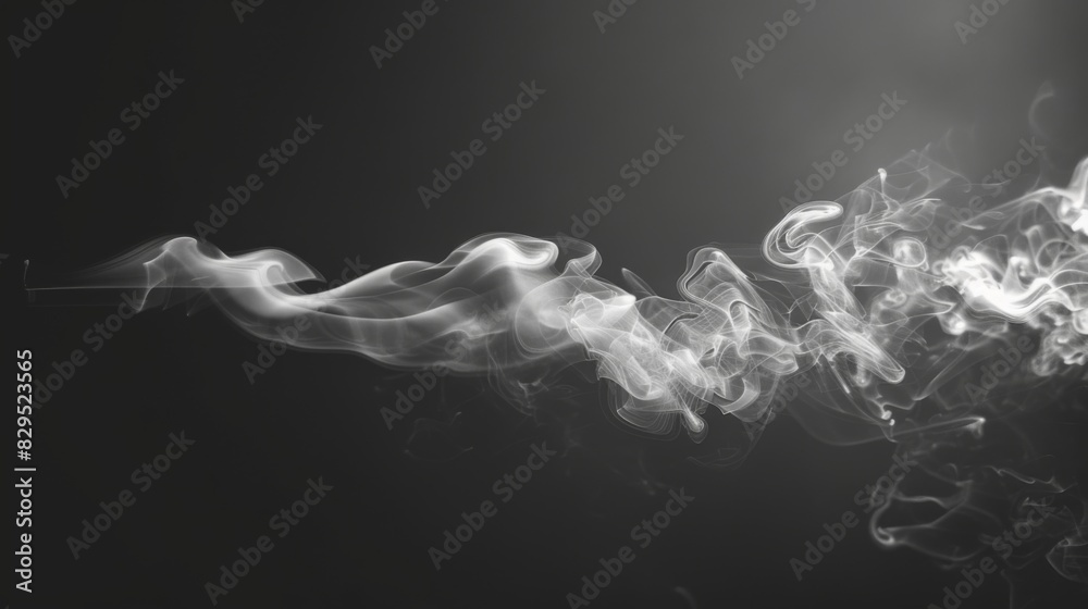 Aufkleber a black-and-white photo of cigarette smoke creating artistic patterns, with a soft light highlightin