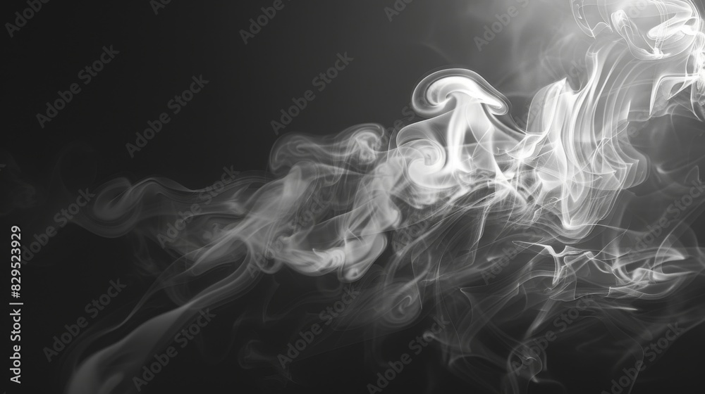 Aufkleber a black-and-white photo of cigarette smoke creating artistic patterns, with a soft light highlightin