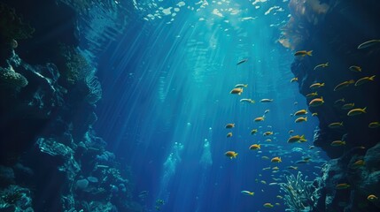 underwater scene with ambient rays of light