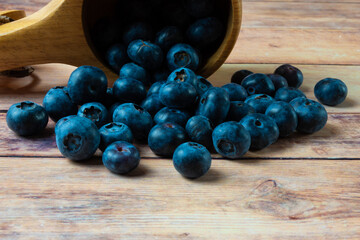 blueberries on a wooden table
