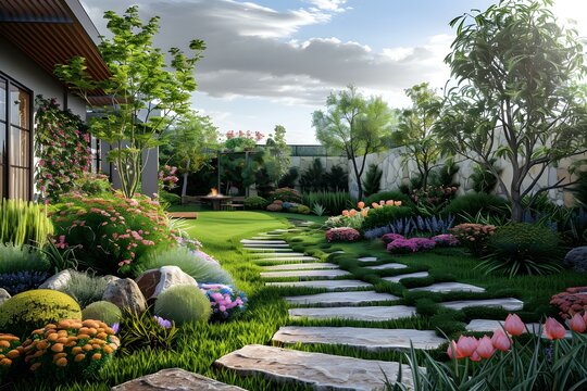 A lush garden landscape design