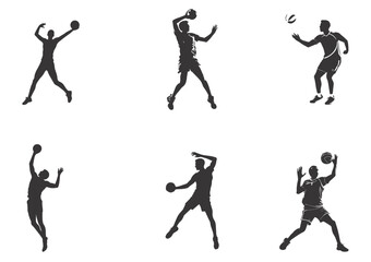 Silhouette of people playing volleyball